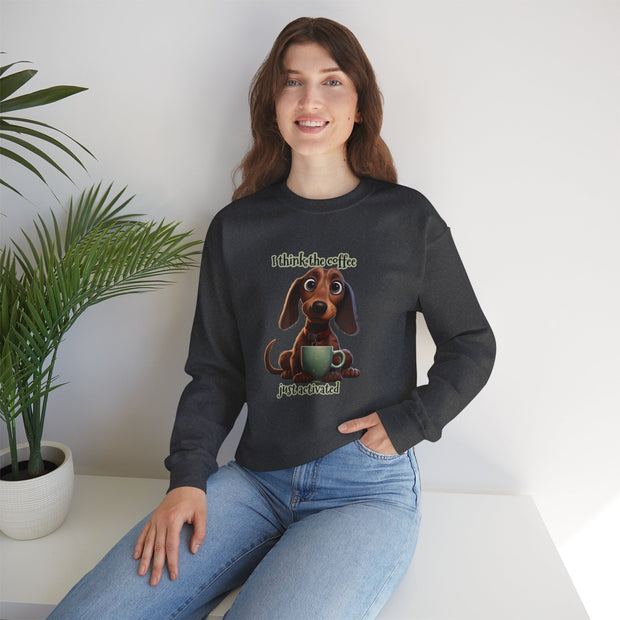 Funny Coffee Dog Unisex Heavy Blend™ Crewneck Sweatshirt