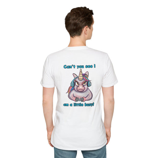 Busy Gaming Unicorn Unisex Softstyle T-Shirt