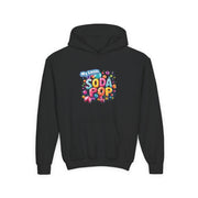 Youth Soda Pop Hooded Sweatshirt, Cute Sweatshirt, Gift for Kids, Fun Hoodie, Colorful Graphic Sweatshirt
