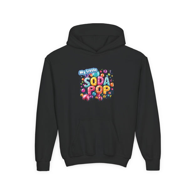 Youth Soda Pop Hooded Sweatshirt, Cute Sweatshirt, Gift for Kids, Fun Hoodie, Colorful Graphic Sweatshirt