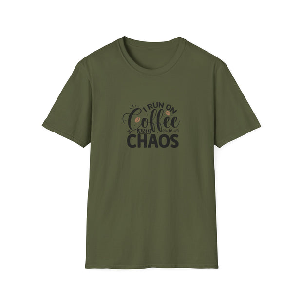 I Run on Coffee and Chaos Unisex Softstyle T-Shirt