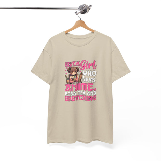 Anime, Boba, Sketching Unisex Heavy Cotton Tee