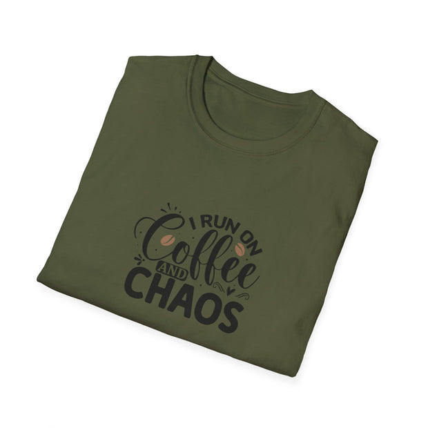 I Run on Coffee and Chaos Unisex Softstyle T-Shirt