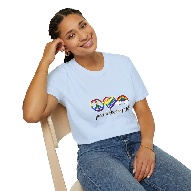 Peace Love and Pride Unisex Softstyle T-Shirt