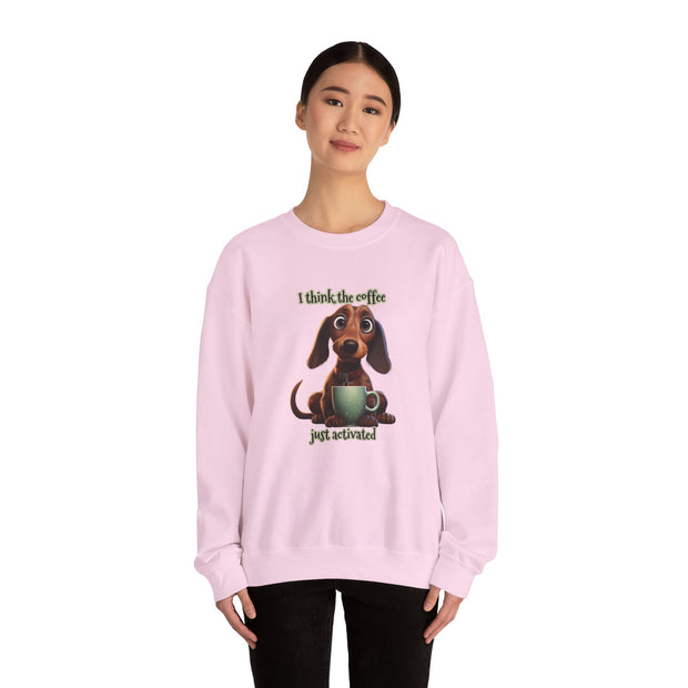Funny Coffee Dog Unisex Heavy Blend™ Crewneck Sweatshirt