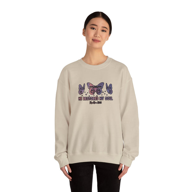 He Restores Faith Unisex Heavy Blend™ Crewneck Sweatshirt