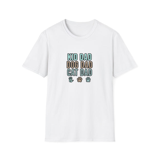 Kid, Dog, Cat Dad Unisex Softstyle T-Shirt