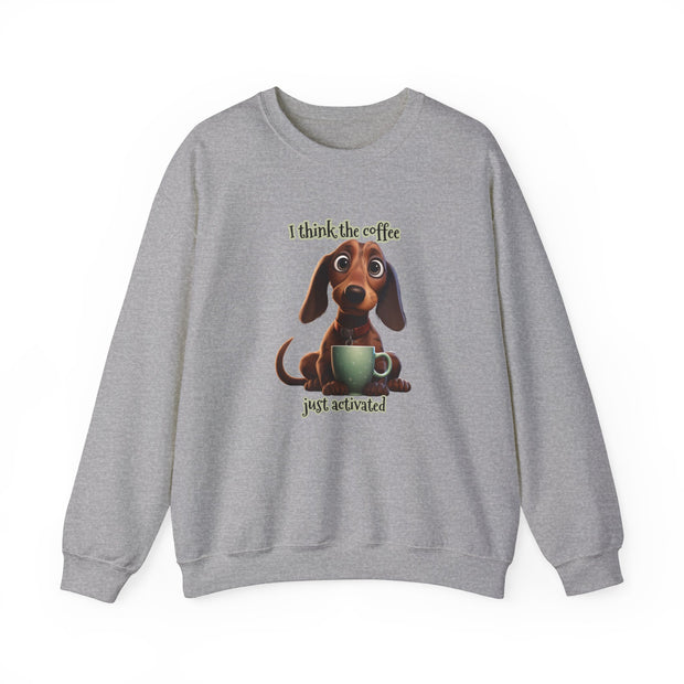 Funny Coffee Dog Unisex Heavy Blend™ Crewneck Sweatshirt