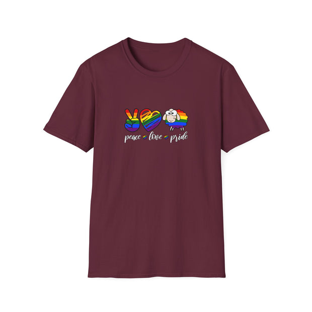 Peace Love and Pride Unisex Softstyle T-Shirt
