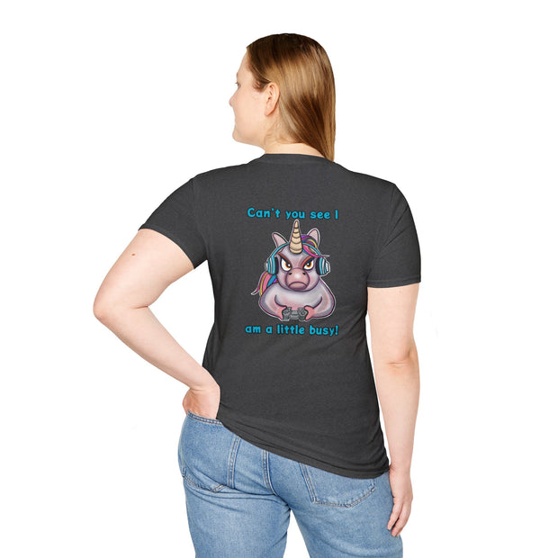 Busy Gaming Unicorn Unisex Softstyle T-Shirt