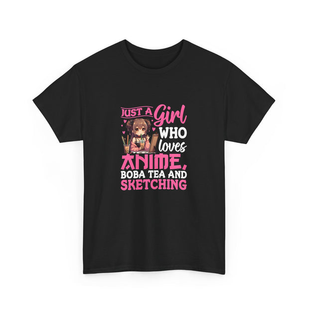 Anime, Boba, Sketching Unisex Heavy Cotton Tee