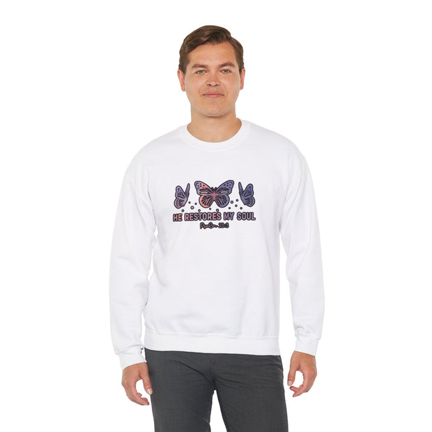 He Restores Faith Unisex Heavy Blend™ Crewneck Sweatshirt