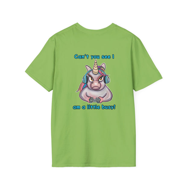 Busy Gaming Unicorn Unisex Softstyle T-Shirt
