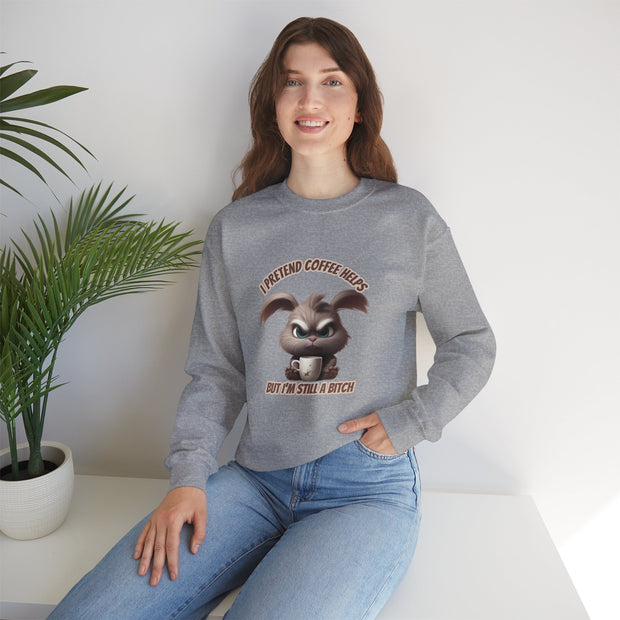 I Pretend that Coffee Helps Unisex Heavy Blend™ Crewneck Sweatshirt
