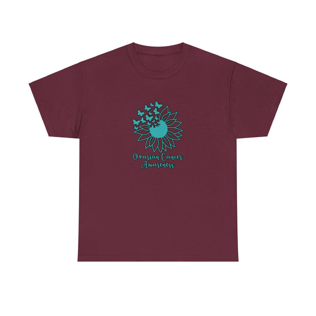 Ovarian Cancer Sunflower Unisex Heavy Cotton Tee