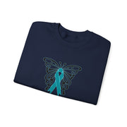 Ovarian Cancer Butterfly Unisex Heavy Blend™ Crewneck Sweatshirt