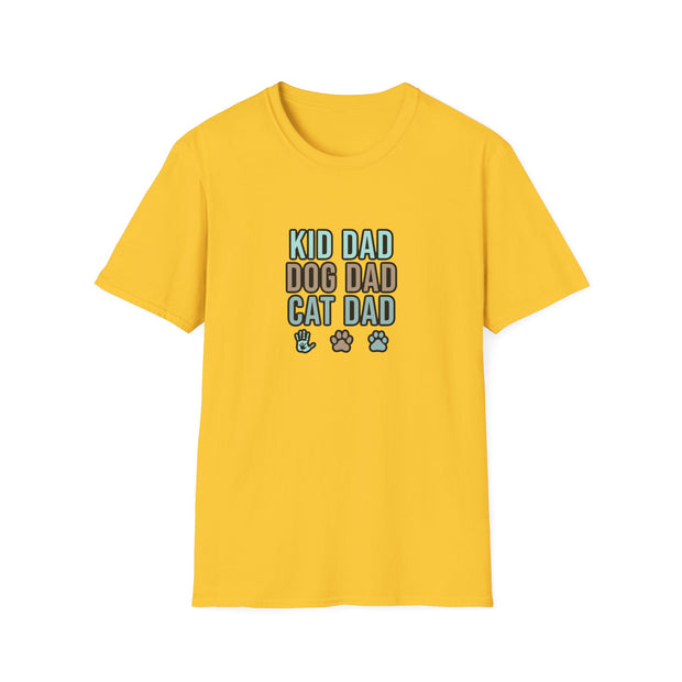 Kid, Dog, Cat Dad Unisex Softstyle T-Shirt