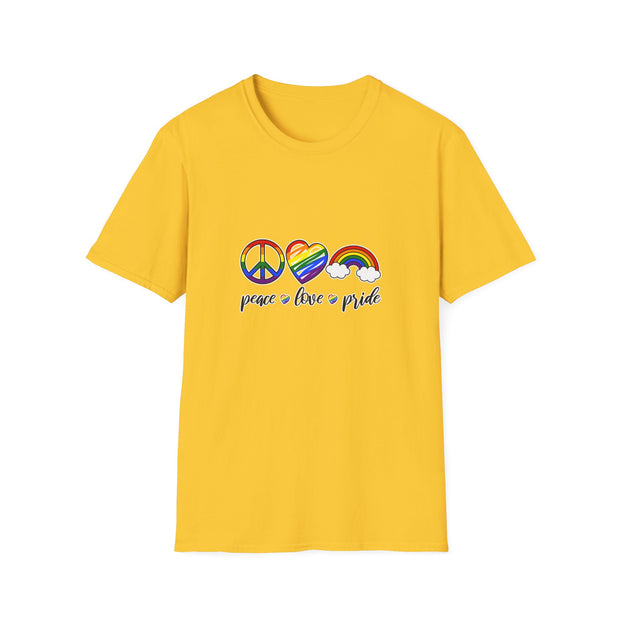 Peace Love and Pride Unisex Softstyle T-Shirt