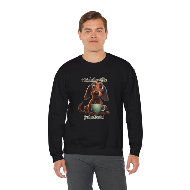Funny Coffee Dog Unisex Heavy Blend™ Crewneck Sweatshirt