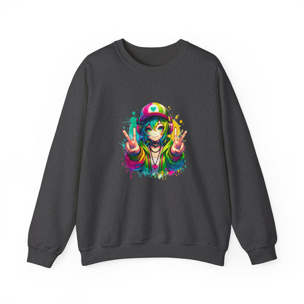 Graffiti Anime Girls Unisex Heavy Blend™ Crewneck Sweatshirt