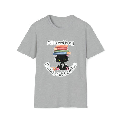 Books, Cat & Coffee Unisex Softstyle T-Shirt