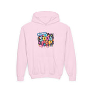 Youth Soda Pop Hooded Sweatshirt, Cute Sweatshirt, Gift for Kids, Fun Hoodie, Colorful Graphic Sweatshirt