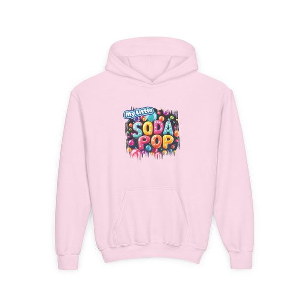 Youth Soda Pop Hooded Sweatshirt, Cute Sweatshirt, Gift for Kids, Fun Hoodie, Colorful Graphic Sweatshirt