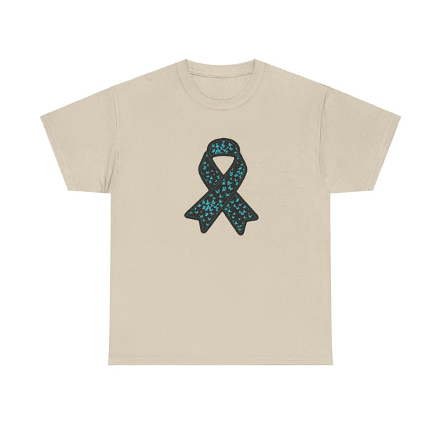 Ovarian Cancer Ribbon Unisex Heavy Cotton Tee
