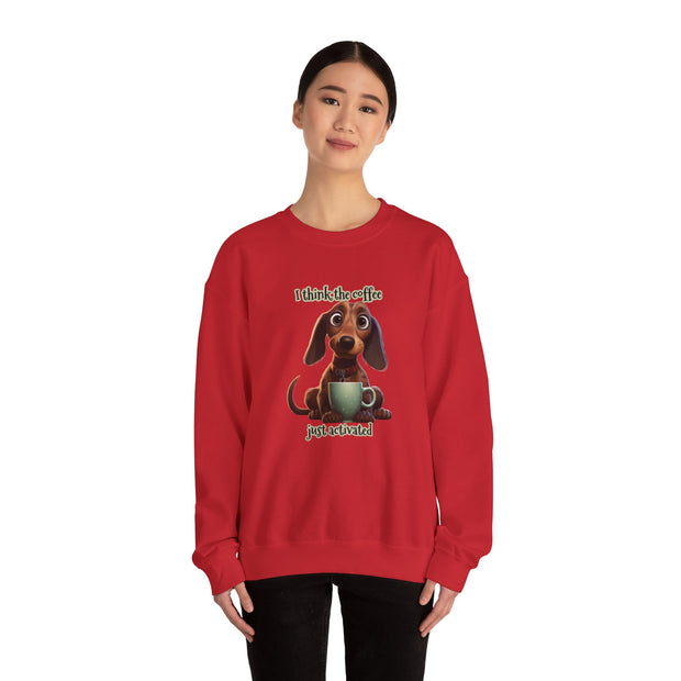 Funny Coffee Dog Unisex Heavy Blend™ Crewneck Sweatshirt