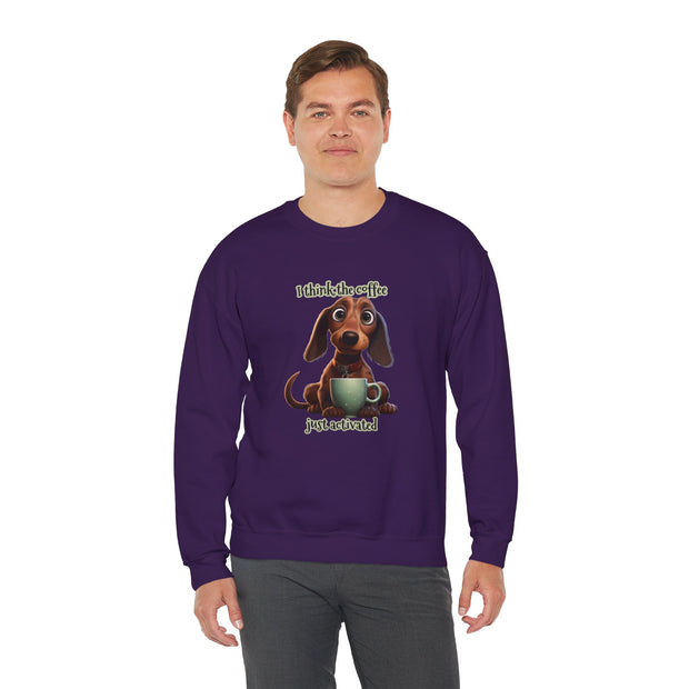 Funny Coffee Dog Unisex Heavy Blend™ Crewneck Sweatshirt