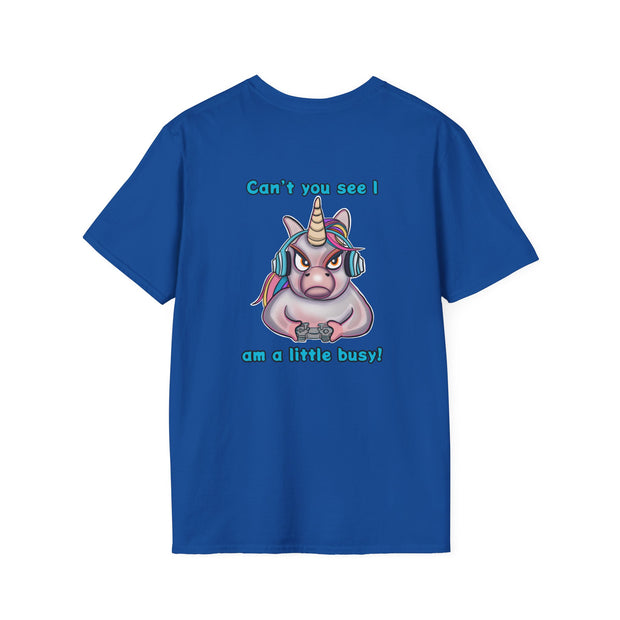 Busy Gaming Unicorn Unisex Softstyle T-Shirt