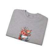 Tea Cup Flowers & Birds Unisex Heavy Blend™ Crewneck Sweatshirt