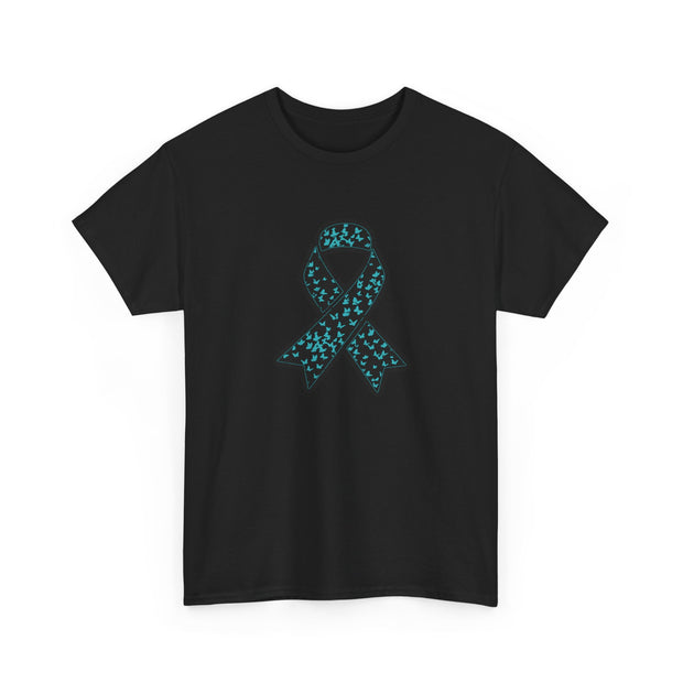 Ovarian Cancer Ribbon Unisex Heavy Cotton Tee