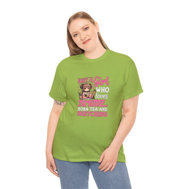 Anime, Boba, Sketching Unisex Heavy Cotton Tee