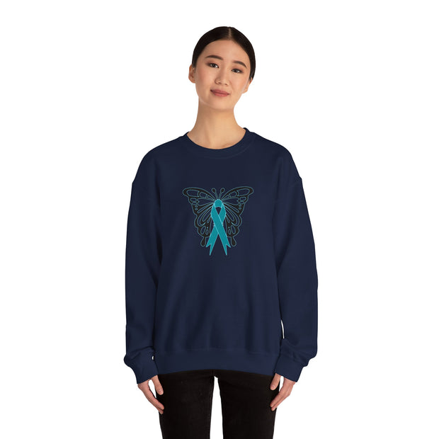 Ovarian Cancer Butterfly Unisex Heavy Blend™ Crewneck Sweatshirt