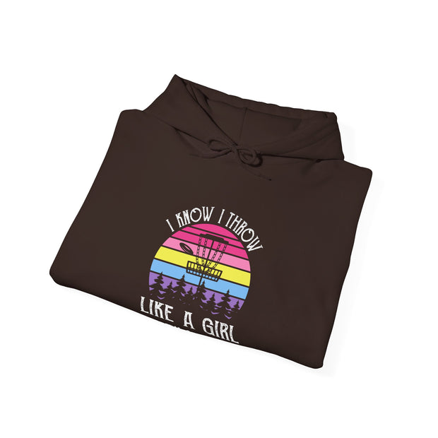 I Know I Throw Like A Girl Unisex Heavy Blend™ Hooded Sweatshirt