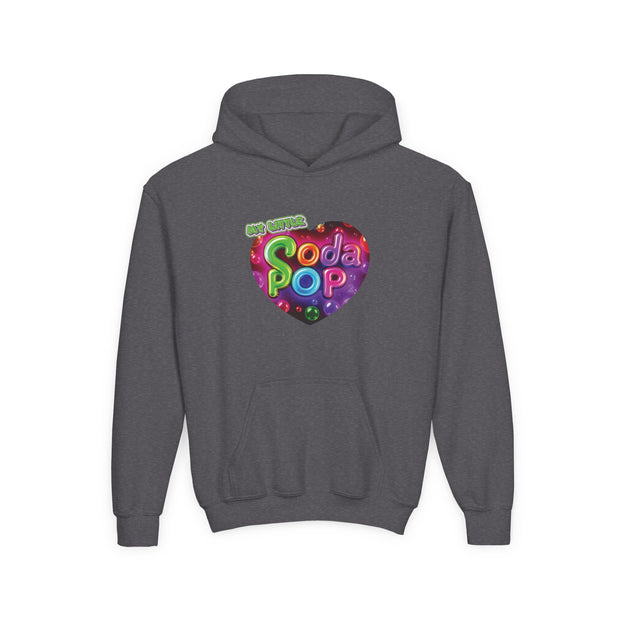Youth Hooded Sweatshirt with Soda Pop Design, Fun Sweatshirt for Kids, Perfect Gift for Birthdays, Cozy Hooded Top, Great for Casual Wear