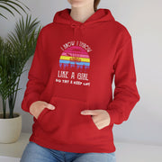 I Know I Throw Like A Girl Unisex Heavy Blend™ Hooded Sweatshirt