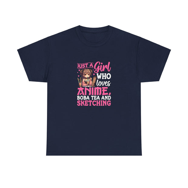 Anime, Boba, Sketching Unisex Heavy Cotton Tee
