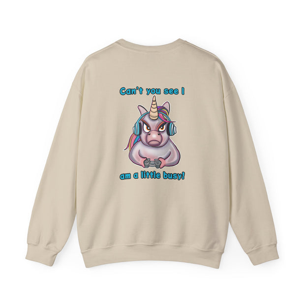 Busy Gaming Unicorn Unisex Heavy Blend™ Crewneck Sweatshirt