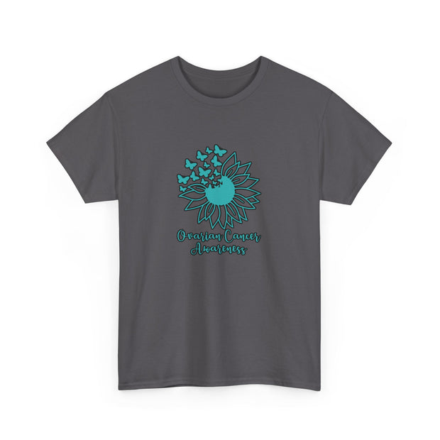 Ovarian Cancer Sunflower Unisex Heavy Cotton Tee