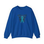 Ovarian Cancer Butterfly Unisex Heavy Blend™ Crewneck Sweatshirt