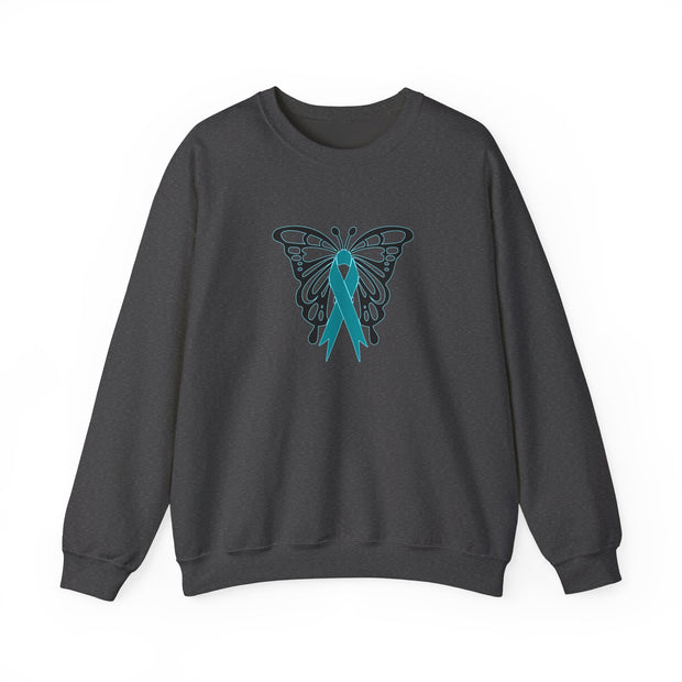 Ovarian Cancer Butterfly Unisex Heavy Blend™ Crewneck Sweatshirt