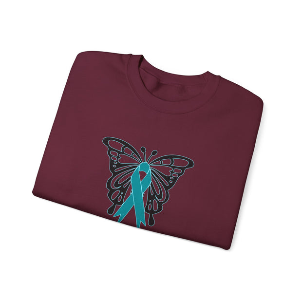 Ovarian Cancer Butterfly Unisex Heavy Blend™ Crewneck Sweatshirt