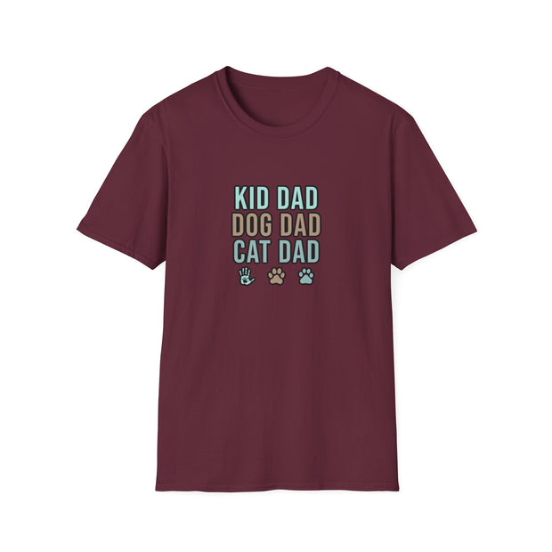 Kid, Dog, Cat Dad Unisex Softstyle T-Shirt