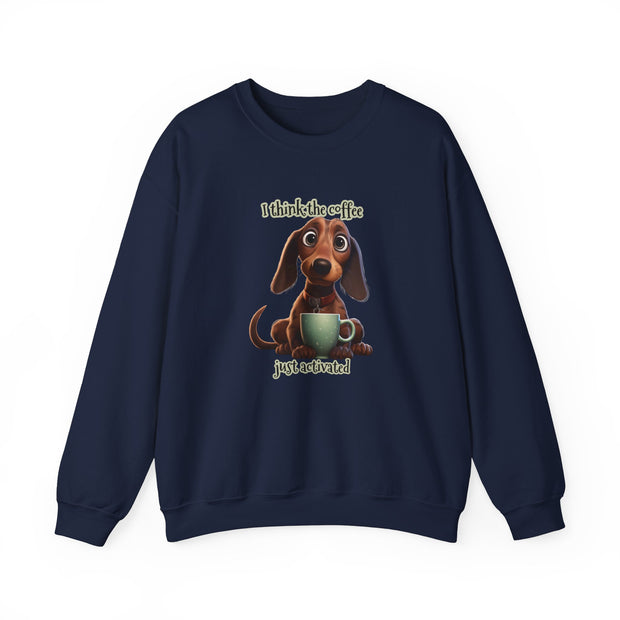 Funny Coffee Dog Unisex Heavy Blend™ Crewneck Sweatshirt
