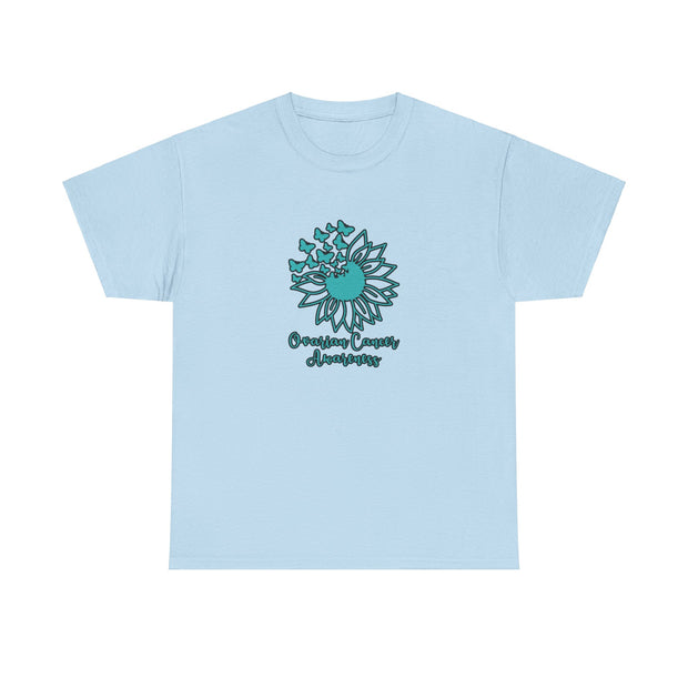 Ovarian Cancer Sunflower Unisex Heavy Cotton Tee