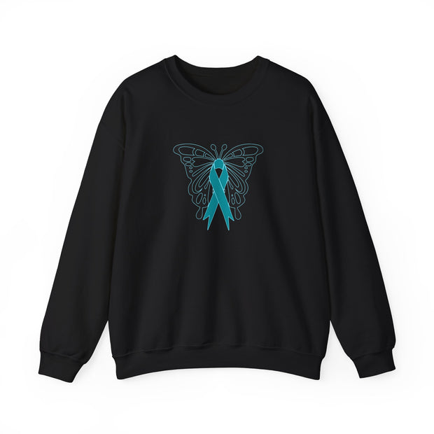 Ovarian Cancer Butterfly Unisex Heavy Blend™ Crewneck Sweatshirt