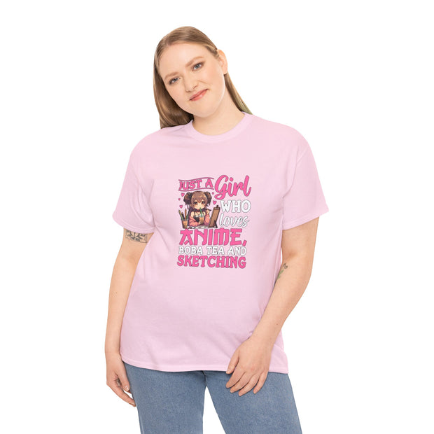 Anime, Boba, Sketching Unisex Heavy Cotton Tee