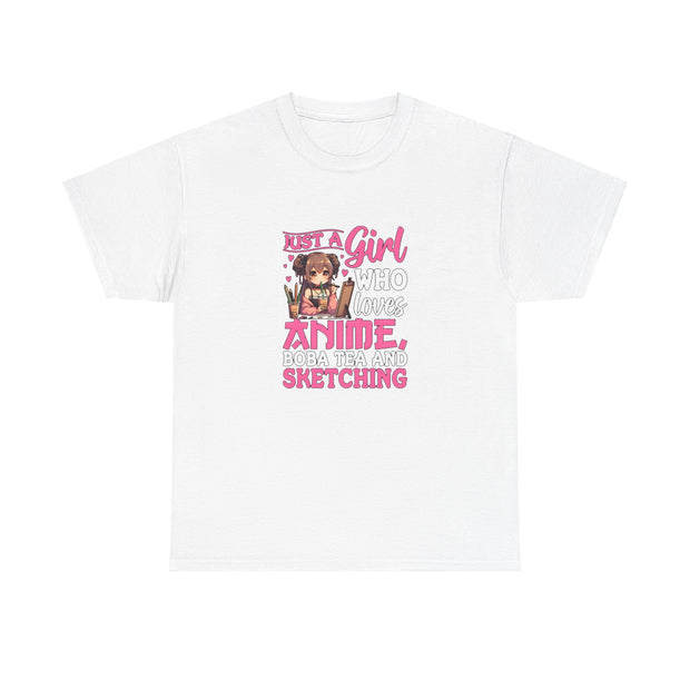 Anime, Boba, Sketching Unisex Heavy Cotton Tee